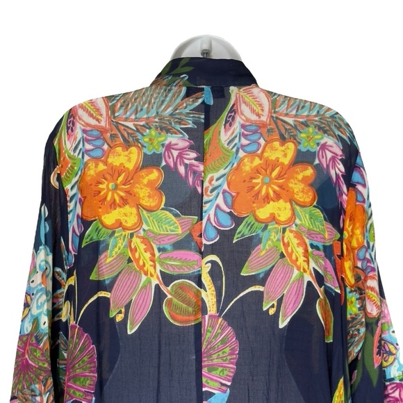 Orange Fashion Village Vibrant Multicolour Floral Button Down Tunic Free - Picture 5 of 11